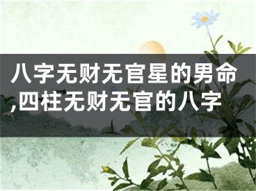 八字无财无官星的男命,四柱无财无官的八字
