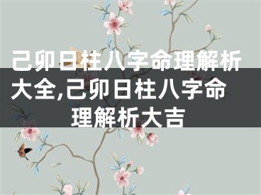 己卯日柱八字命理解析大全,己卯日柱八字命理解析大吉
