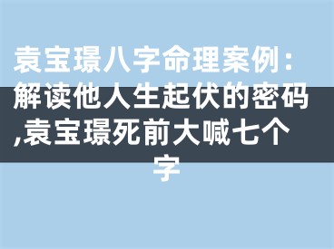 袁宝璟八字命理案例：解读他人生起伏的密码,袁宝璟死前大喊七个字