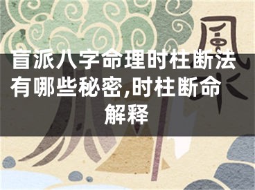 盲派八字命理时柱断法有哪些秘密,时柱断命解释