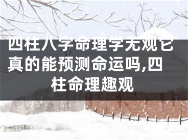 四柱八字命理学无观它真的能预测命运吗,四柱命理趣观
