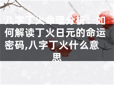 八字丁火命理分析：如何解读丁火日元的命运密码,八字丁火什么意思