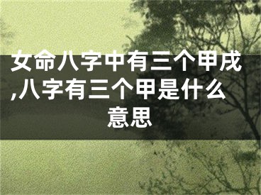 女命八字中有三个甲戌,八字有三个甲是什么意思