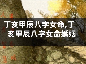 丁亥甲辰八字女命,丁亥甲辰八字女命婚姻