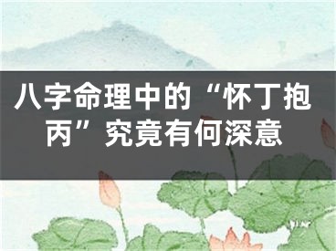八字命理中的“怀丁抱丙”究竟有何深意