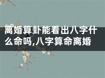 离婚算卦能看出八字什么命吗,八字算命离婚