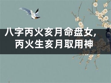 八字丙火亥月命盘女,丙火生亥月取用神