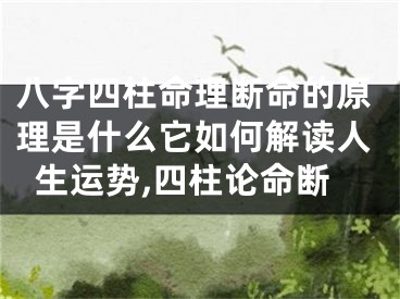 八字四柱命理断命的原理是什么它如何解读人生运势,四柱论命断