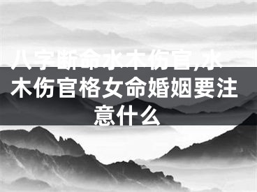 八字断命水木伤官,水木伤官格女命婚姻要注意什么