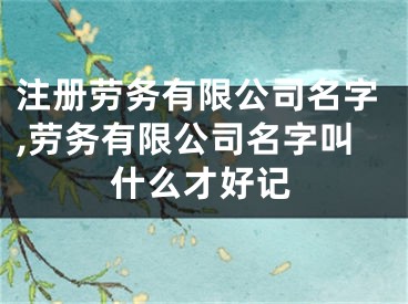 注册劳务有限公司名字,劳务有限公司名字叫什么才好记