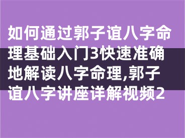 如何通过郭子谊八字命理基础入门3快速准确地解读八字命理,郭子谊八字讲座详解视频2
