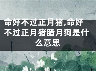 命好不过正月猪,命好不过正月猪腊月狗是什么意思