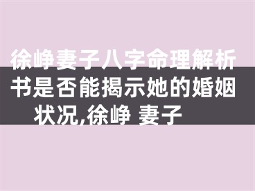 徐峥妻子八字命理解析书是否能揭示她的婚姻状况,徐峥 妻子