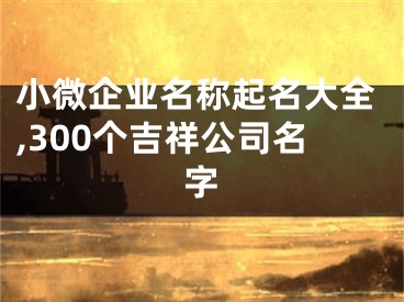 小微企业名称起名大全,300个吉祥公司名字
