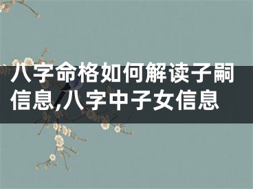 八字命格如何解读子嗣信息,八字中子女信息