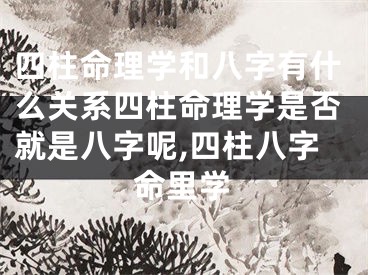 四柱命理学和八字有什么关系四柱命理学是否就是八字呢,四柱八字命里学