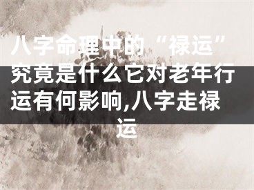 八字命理中的“禄运”究竟是什么它对老年行运有何影响,八字走禄运