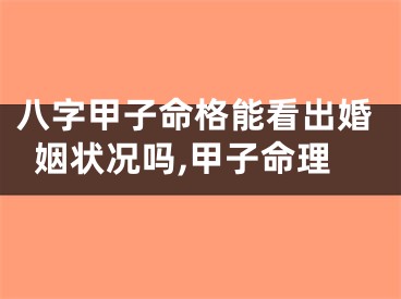 八字甲子命格能看出婚姻状况吗,甲子命理