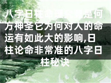 八字日柱命理究竟是何方神圣它为何对人的命运有如此大的影响,日柱论命非常准的八字日柱秘诀