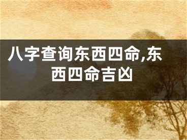 八字查询东西四命,东西四命吉凶