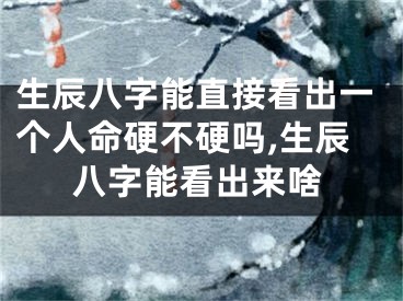 生辰八字能直接看出一个人命硬不硬吗,生辰八字能看出来啥