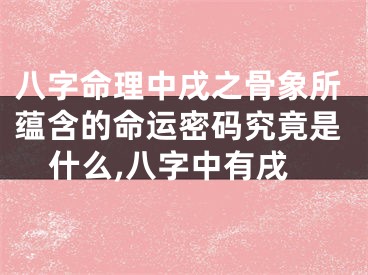 八字命理中戌之骨象所蕴含的命运密码究竟是什么,八字中有戌