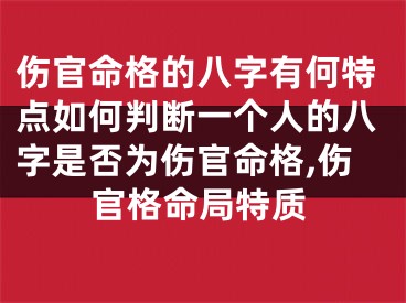伤官命格的八字有何特点如何判断一个人的八字是否为伤官命格,伤官格命局特质