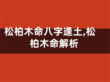 松柏木命八字逢土,松柏木命解析