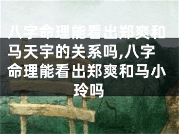 八字命理能看出郑爽和马天宇的关系吗,八字命理能看出郑爽和马小玲吗