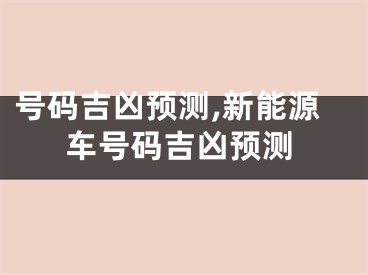 号码吉凶预测,新能源车号码吉凶预测