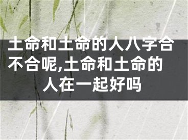 土命和土命的人八字合不合呢,土命和土命的人在一起好吗