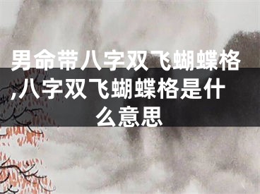 男命带八字双飞蝴蝶格,八字双飞蝴蝶格是什么意思