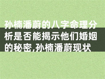 孙楠潘蔚的八字命理分析是否能揭示他们婚姻的秘密,孙楠潘蔚现状