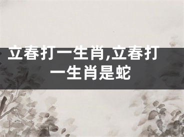 立春打一生肖,立春打一生肖是蛇