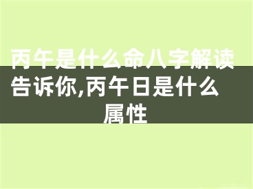丙午是什么命八字解读告诉你,丙午日是什么属性