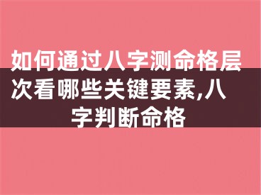 如何通过八字测命格层次看哪些关键要素,八字判断命格