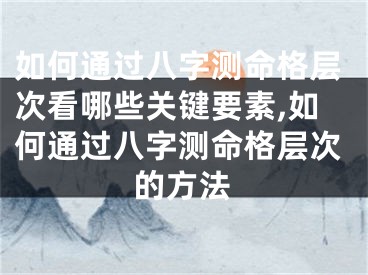 如何通过八字测命格层次看哪些关键要素,如何通过八字测命格层次的方法
