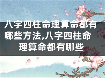 八字四柱命理算命都有哪些方法,八字四柱命理算命都有哪些