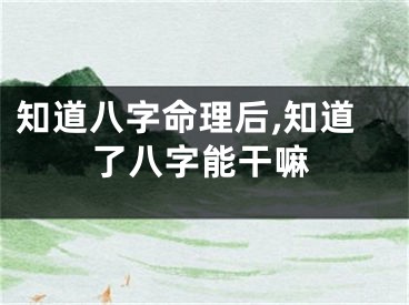 知道八字命理后,知道了八字能干嘛