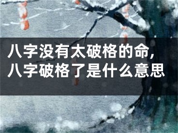 八字没有太破格的命,八字破格了是什么意思