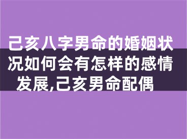 己亥八字男命的婚姻状况如何会有怎样的感情发展,己亥男命配偶
