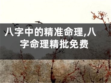 八字中的精准命理,八字命理精批免费