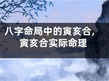 八字命局中的寅亥合,寅亥合实际命理