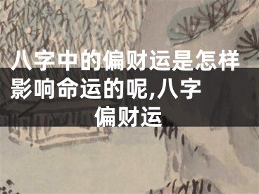 八字中的偏财运是怎样影响命运的呢,八字 偏财运