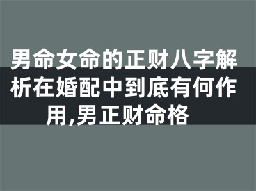 男命女命的正财八字解析在婚配中到底有何作用,男正财命格