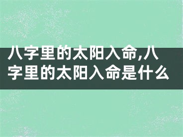八字里的太阳入命,八字里的太阳入命是什么