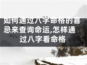 如何通过八字命格的喜忌来查询命运,怎样通过八字看命格