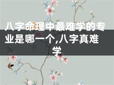 八字命理中最难学的专业是哪一个,八字真难学