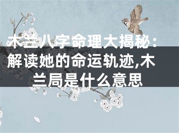 木兰八字命理大揭秘：解读她的命运轨迹,木兰局是什么意思