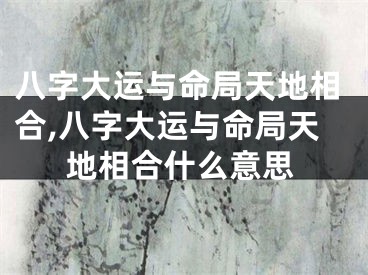 八字大运与命局天地相合,八字大运与命局天地相合什么意思